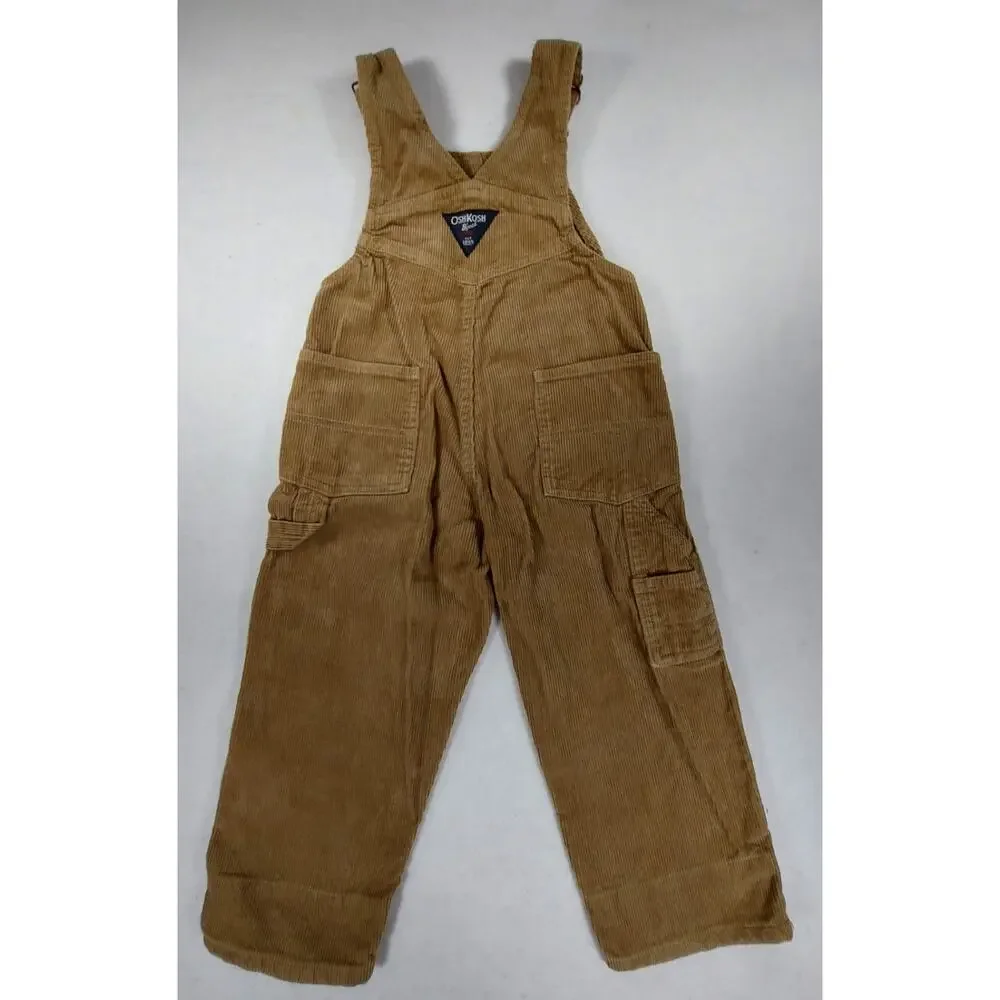 Vintage Oshkosh BGosh Vestbak Brown Airplane Overalls Corduroy Size 2T Farmcore